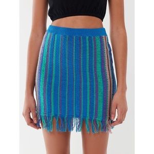 Blue fringe skirt